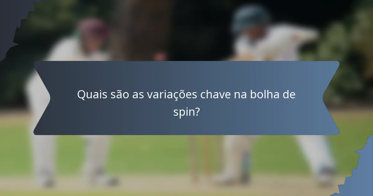 Quais são as variações chave na bolha de spin?