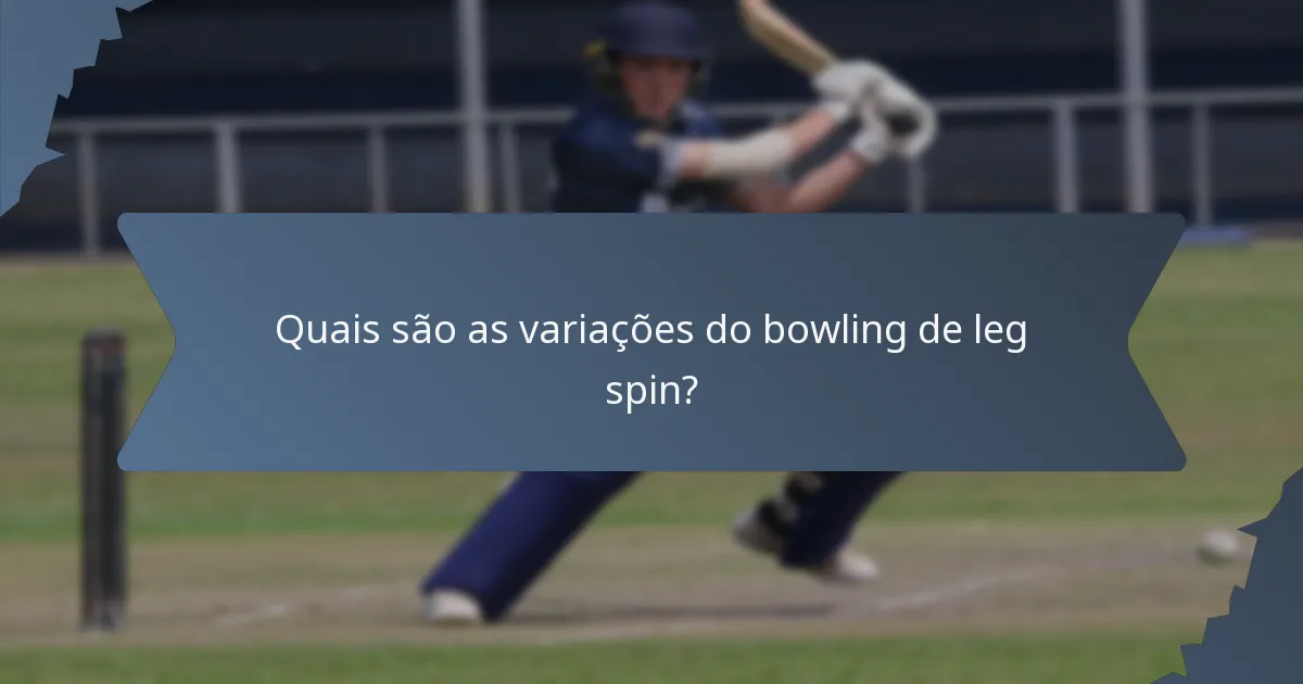Quais são as variações do bowling de leg spin?